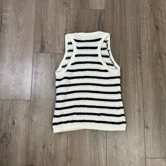 Madewell Crochet Knit Crew Neck 100% Cotton Sweater Tunic Top US Women's M New - Picture 3 of 6